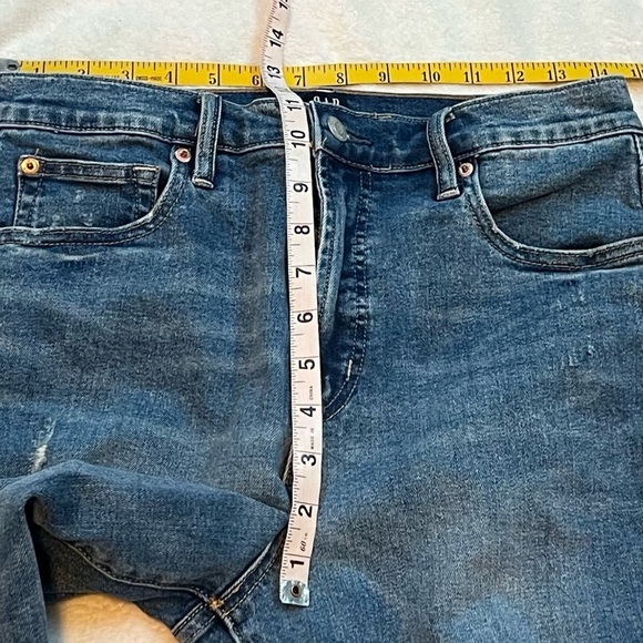 GAP True Skinny High Rise Distressed Tinted Medium Wash Crop Ankle Jeans Size 10 - Picture 4 of 8